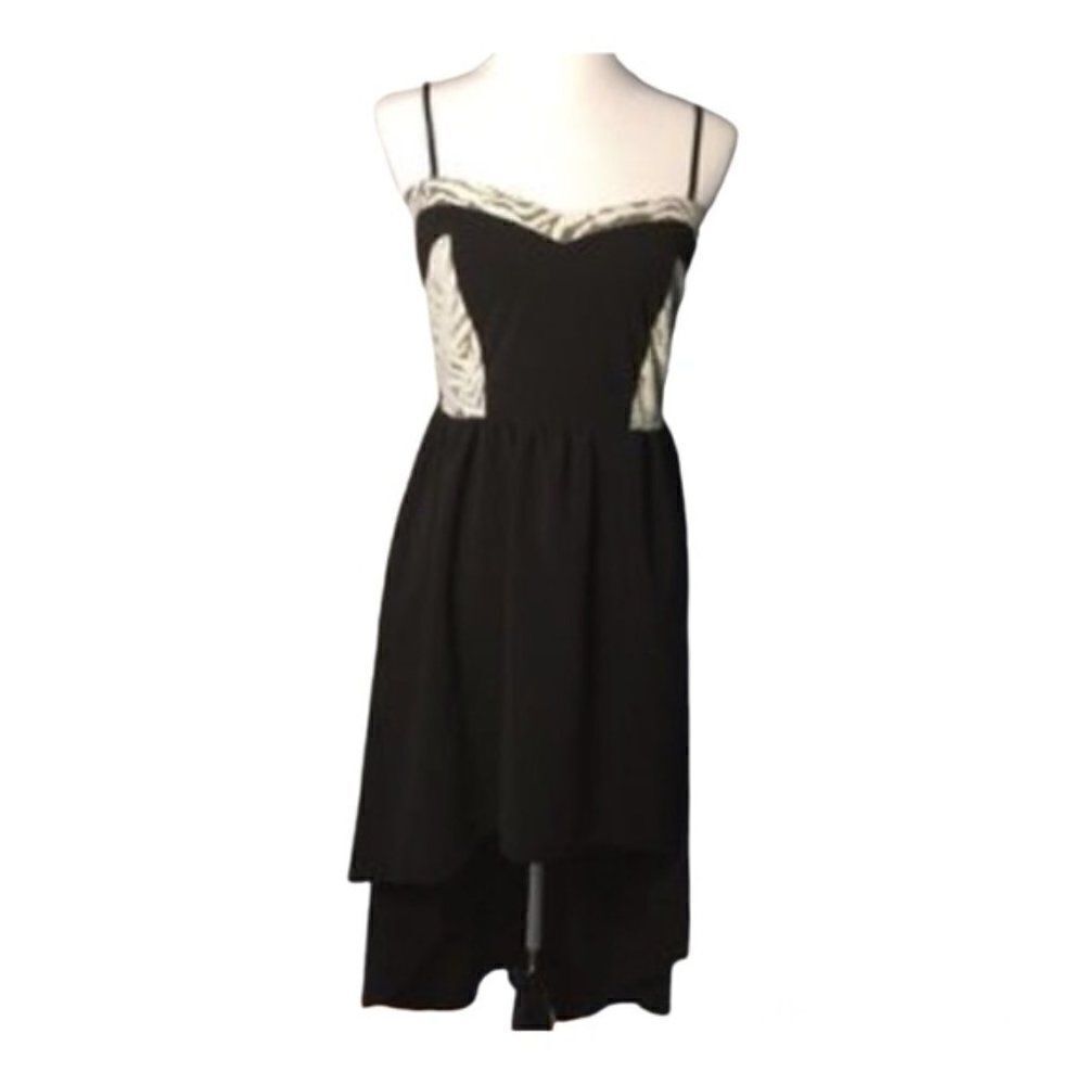 Mimi Chica High-Low Black Dress with White Lace size M
